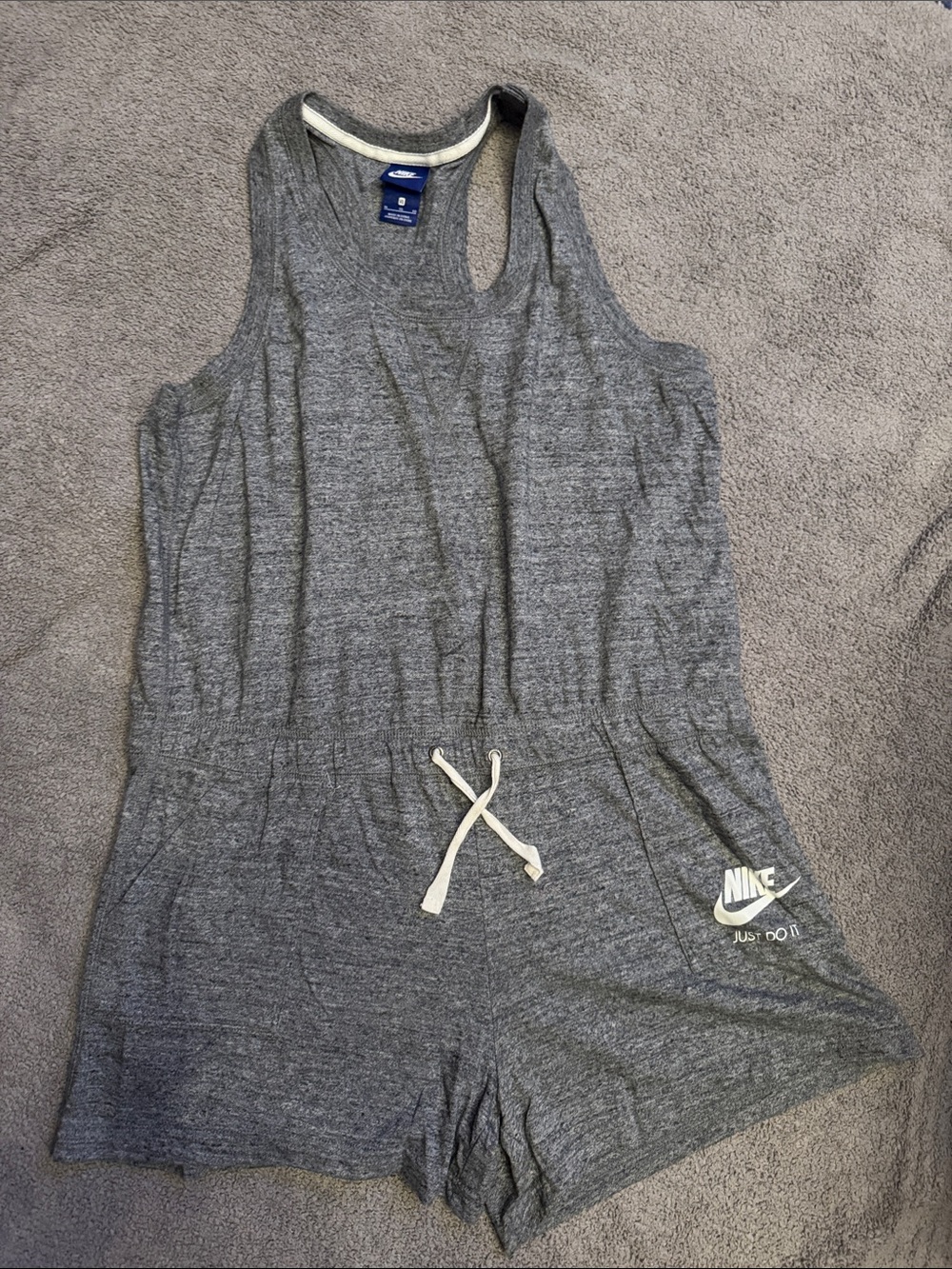 Nike Gray Sleeveless Womans One-Piece Romper with Drawstring